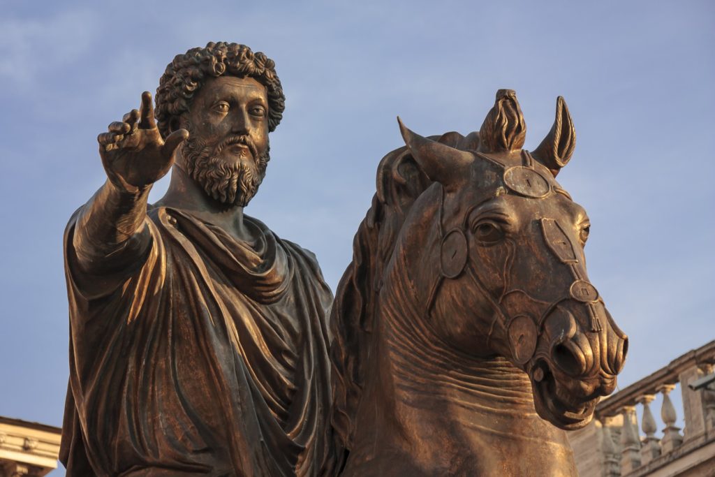 Statuia din bronz a lui Marcus Aurelius.